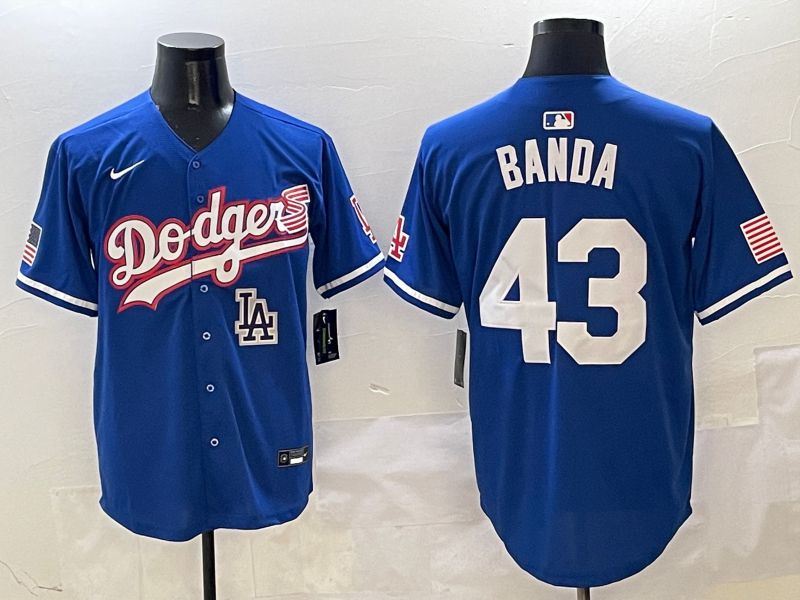 Men Los Angeles Dodgers 43 Banda Blue Second generation Joint Name Nike 2025 MLB Jersey style 10